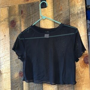 Sheer Mesh Black Crop Top